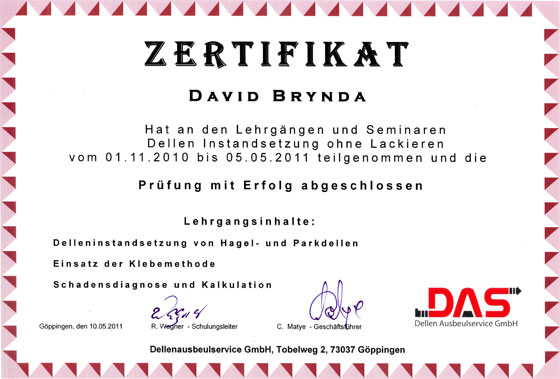LB Automobile Certifikát DAS LB Automobile Certifikát DAS